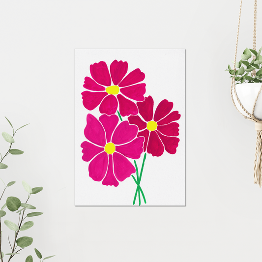 Cosmos birth month flower art print for October, showcasing intricate hand-painted floral details. A botanical wall art piece symbolizing harmony, balance, and love, perfect for October birthday gifts or elegant home decor.