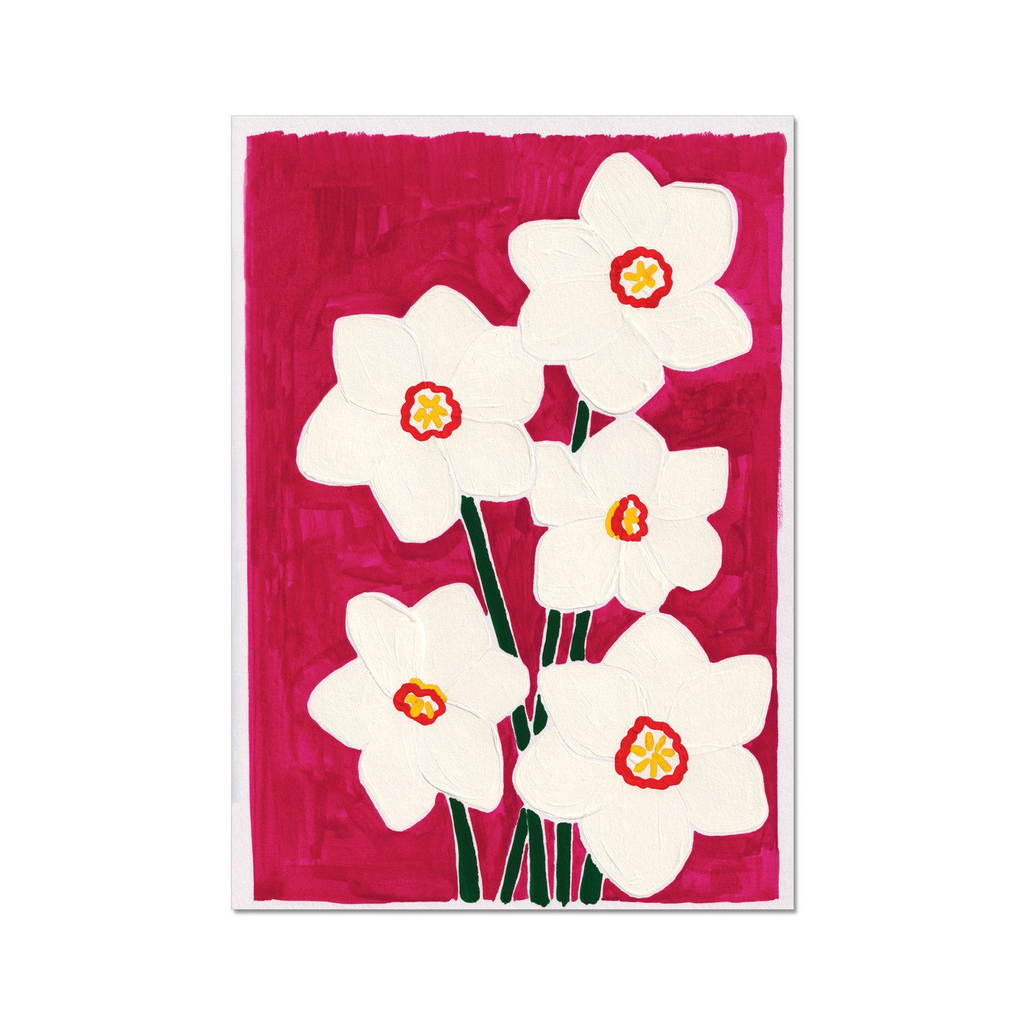 Narcissus December birth month flower art print, featuring delicate Narcissus blooms symbolizing self-love and renewal. This botanical print adds a touch of elegance and meaning to any space with its soft design and vibrant colors.