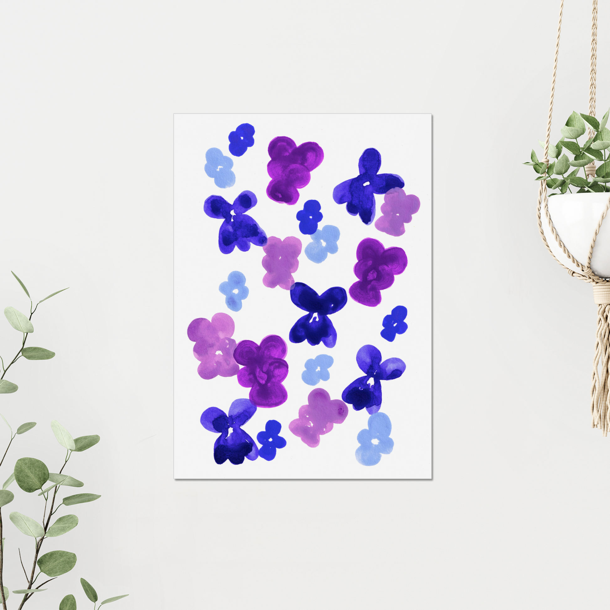 February birth flower art print featuring delicate Violet blooms in purple hues. A spring-inspired floral design symbolizing wisdom and renewal, perfect for February birthday gifts or fresh home decor.